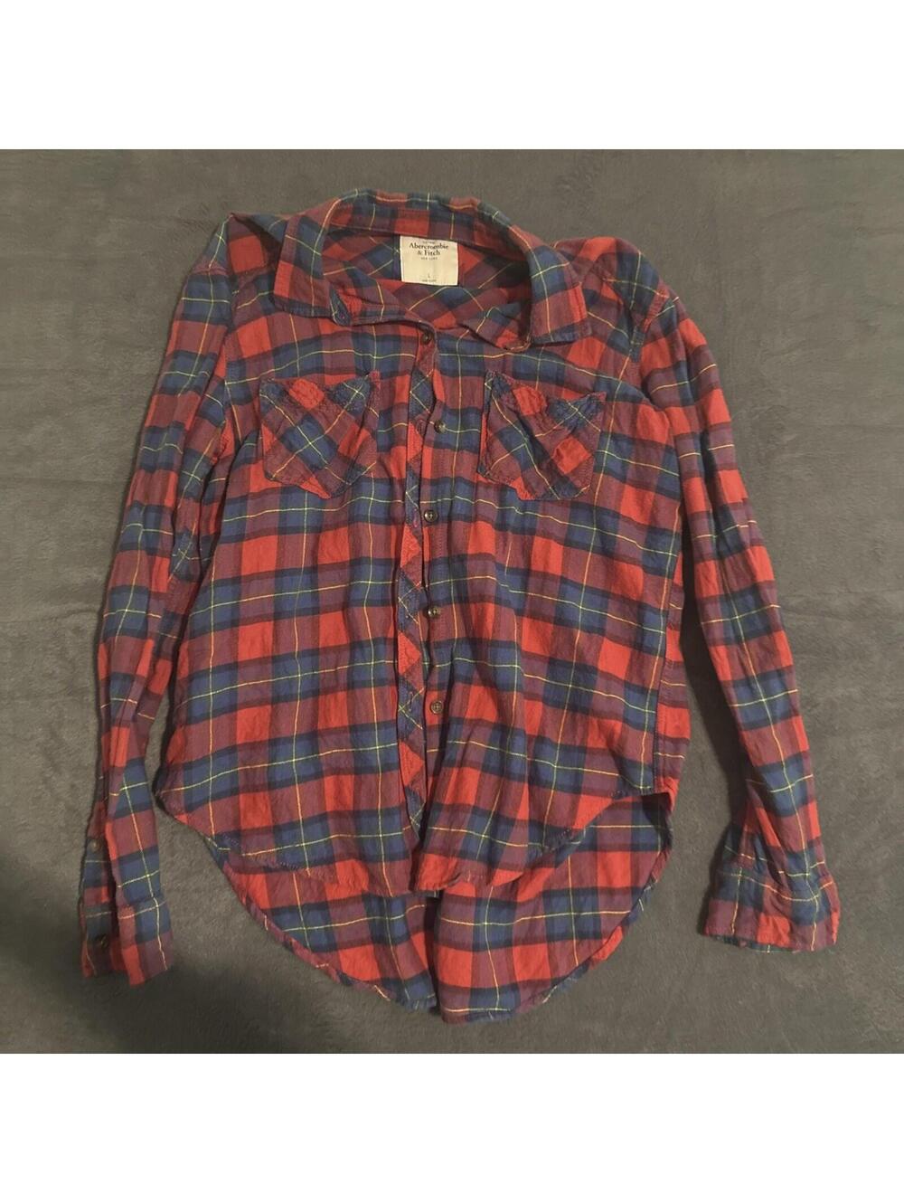 Abercrombie & Fitch Women's Vintage Plaid Flannel Shirt Sz Large Y2K Button Up